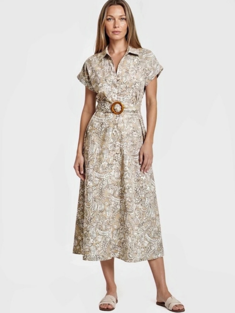 Beechers Brook Paisley Midi Dress in Brown & Cream Size XL (TG) NWT